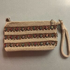 Handcrafted Beige and Multicolor Clutch/ The Sak / Wristlet